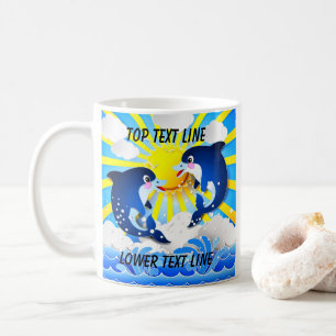 Caneca De Café Golfinhos e personalização Sun Adicionar seu nom