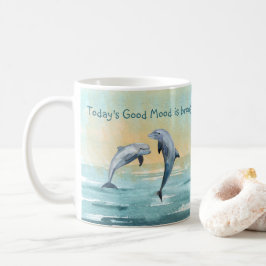 Caneca De Café Golfinhos Leap Water Color Nome Personalizado Dize