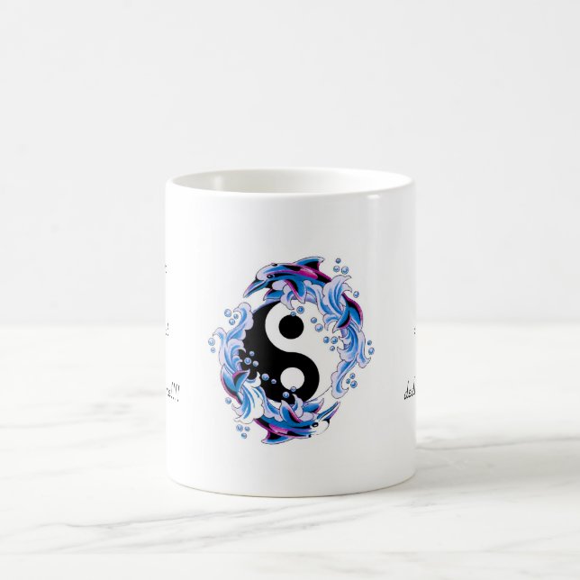 Caneca De Café Golfinhos legal de Yin Yang do símbolo do tatuagem (Centro)