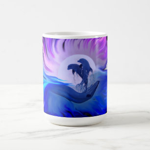 Caneca De Café Golfinhos na Lua