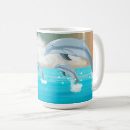 Caneca De Café golfinhos respirando no oceano