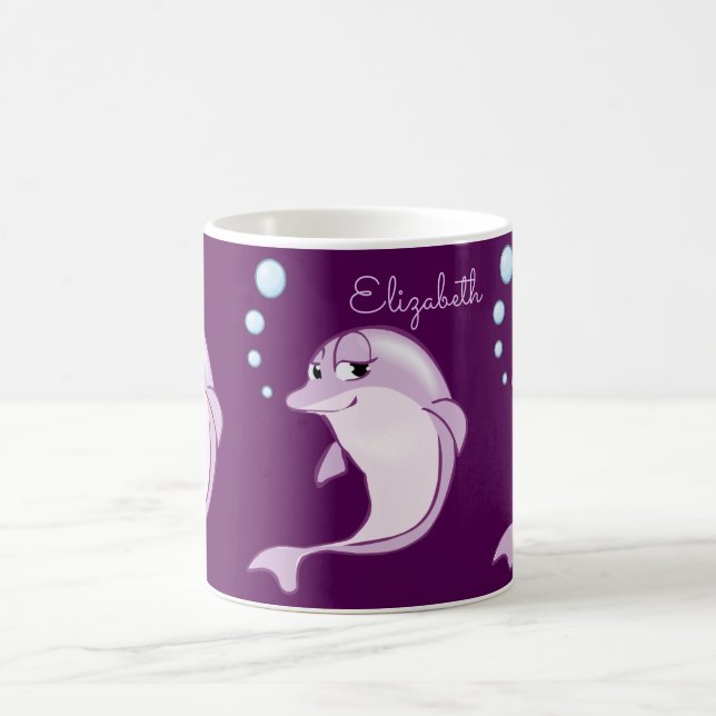 Caneca De Café Golfinhos roxos bonitos personalizados (Centro)