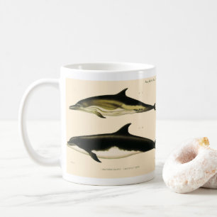 Caneca De Café Golfinhos Vintage, Animais Mamíferos Marinhos 
