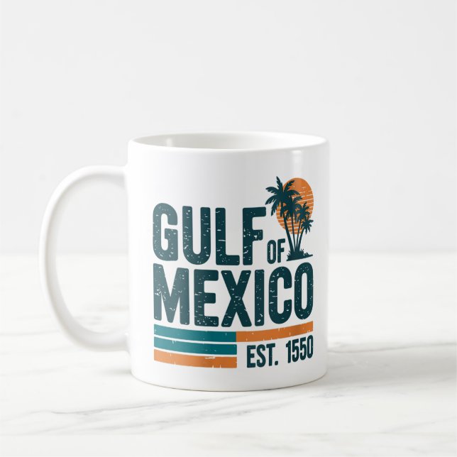 Caneca De Café Golfo do México desde 1550 Retro Beach (Esquerda)