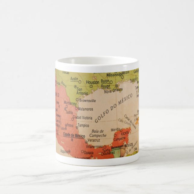 Caneca De Café Golfo do México Mapa Mug (Centro)