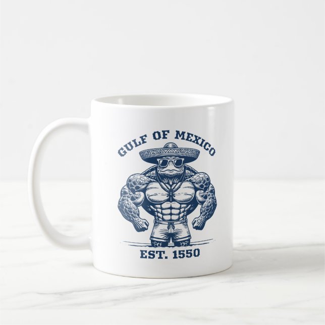 Caneca De Café Golfo do México Turtle Bodybuilder Vestindo Sungla (Esquerda)