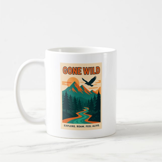 Caneca De Café Gone Wild | Retro Mountain Adventure (Esquerda)