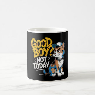 Caneca De Café Good Boy Not Today Funny Cat Illustration