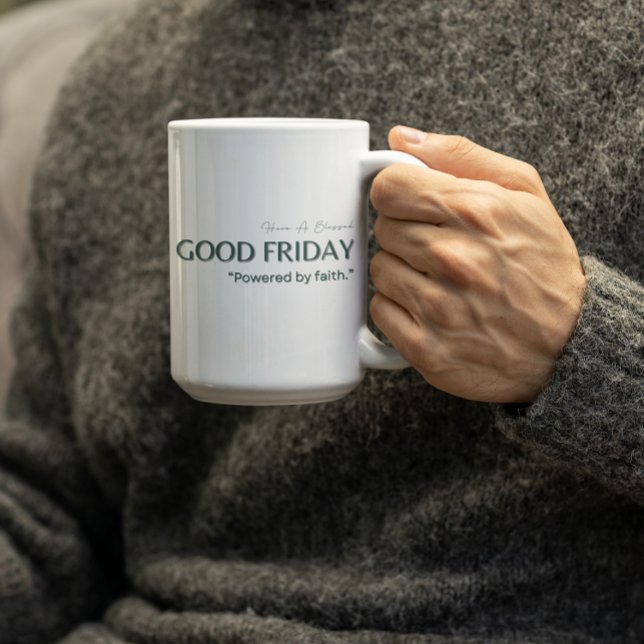 Caneca De Café Good Friday-Powered by Faith (Criador carregado)