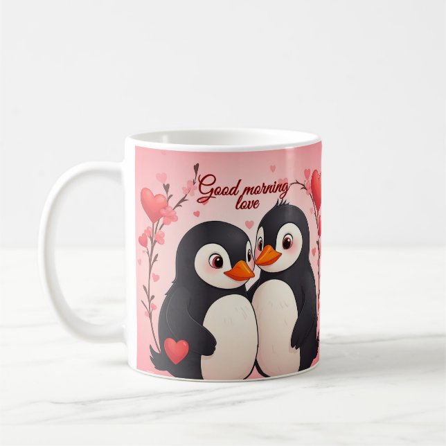 Caneca De Café Good Morning Love - Penguins Valentine's Day Mug (Esquerda)