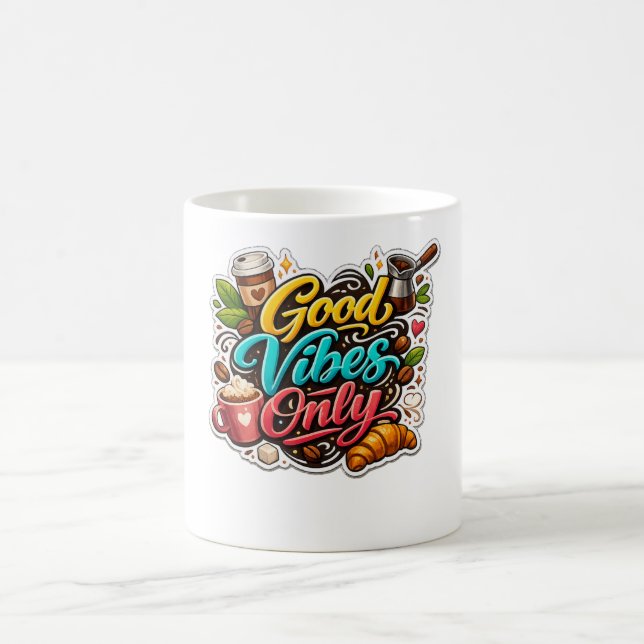 Caneca De Café Good Vibes Only Coffee Sticker (Centro)