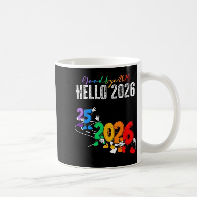 Caneca De Café Goodbye 2025 Hello 2026 Funny Cartoon New Year Boy (Direita)