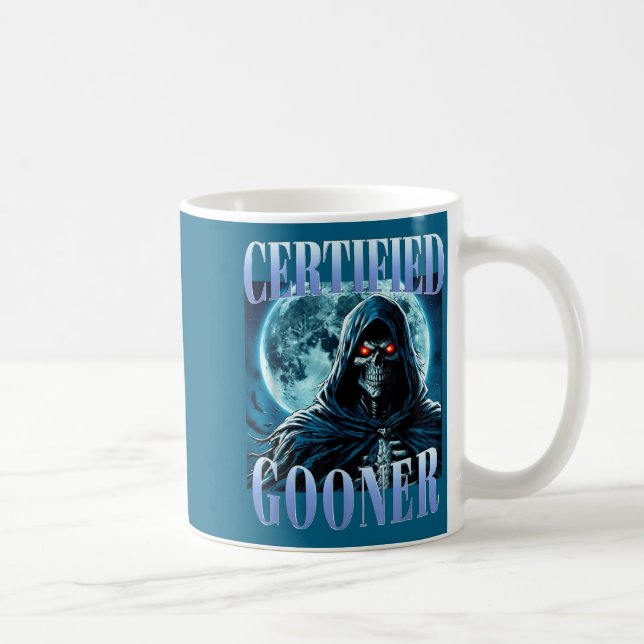 Caneca De Café Goon Funny Gooning Meme Skeleton Certified Gooner  (Direita)