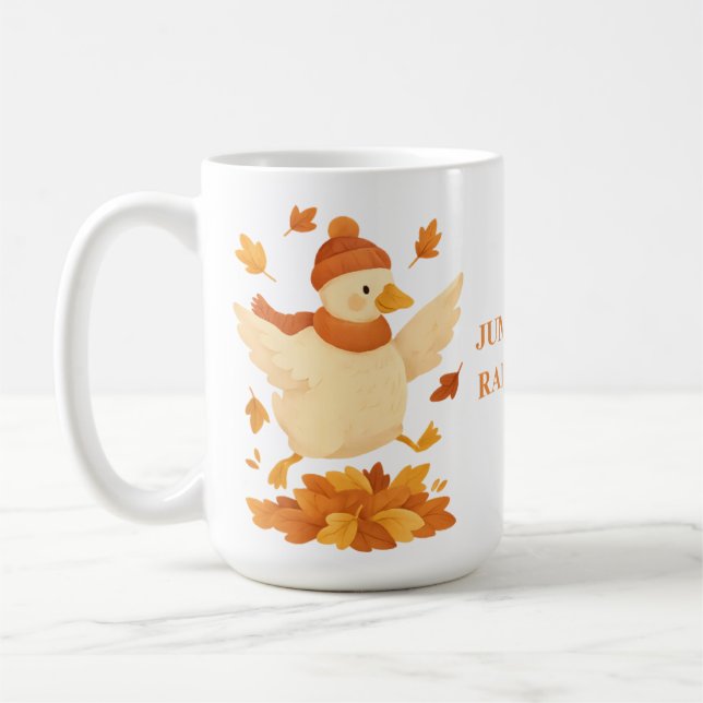 Caneca De Café Goose Jump First Rake Later Funny Autumn Mug (Esquerda)
