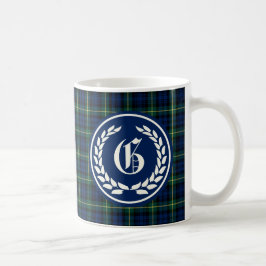 Caneca De Café Gordon Clan Blue e Green Tartan Monogramas