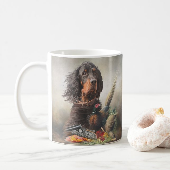Caneca De Café Gordon setter com faisões, Art (Com Donut)
