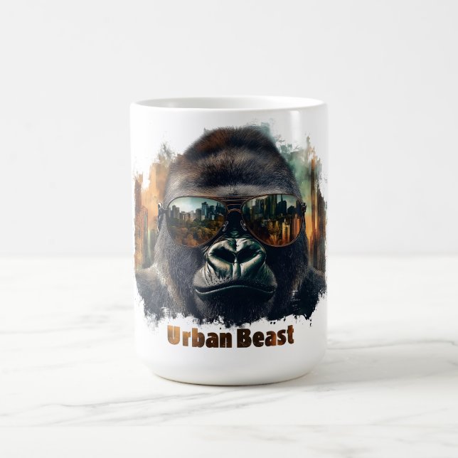 Caneca De Café Gorila Fera Urbana com Óculos de Sol (Centro)