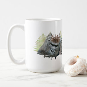 Caneca De Café Gorila Prata Emergindo das Árvores