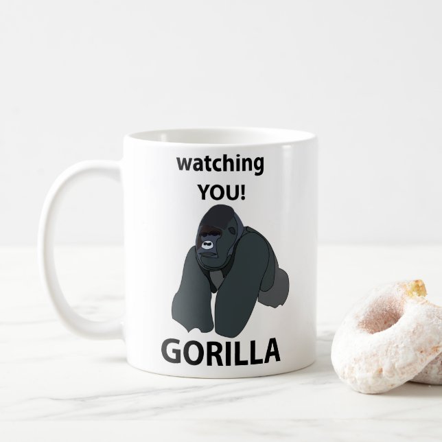 Caneca De Café Gorilla A Ver-Te Gorilla Engraçado (Com Donut)