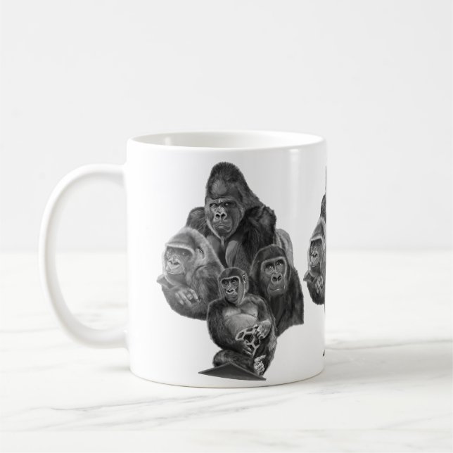 Caneca De Café Gorilla Family Mug (ゴリラ家族のマグカップ）Gorilla Life (Esquerda)