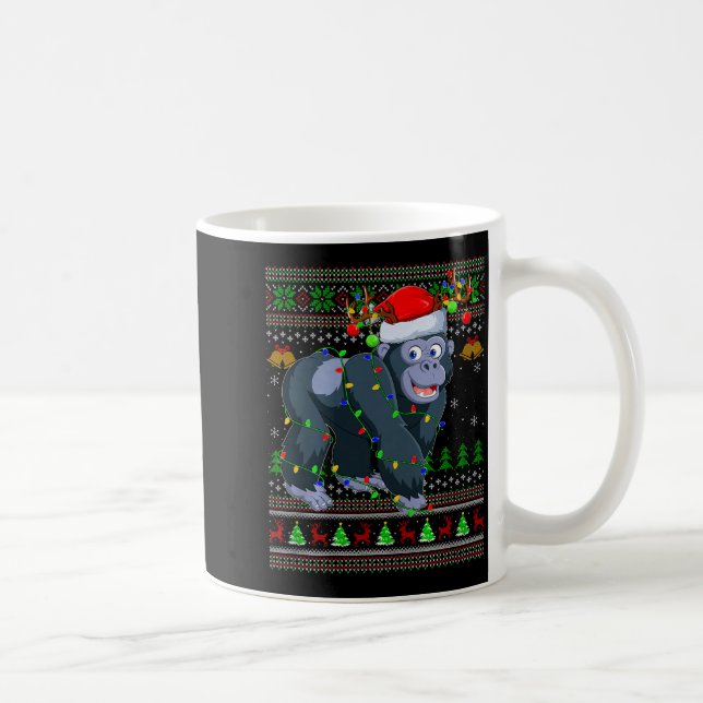 Caneca De Café Gorilla Ugly Christmas Sweaters Holiday Santa Cute (Direita)