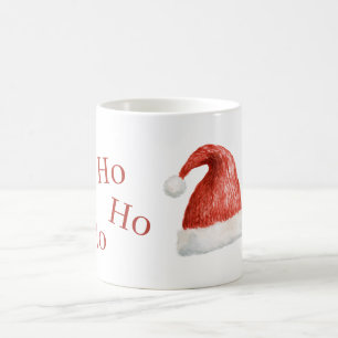 Caneca De Café Gorro de Papai Noel Vermelho Branco Ho Ho Ho