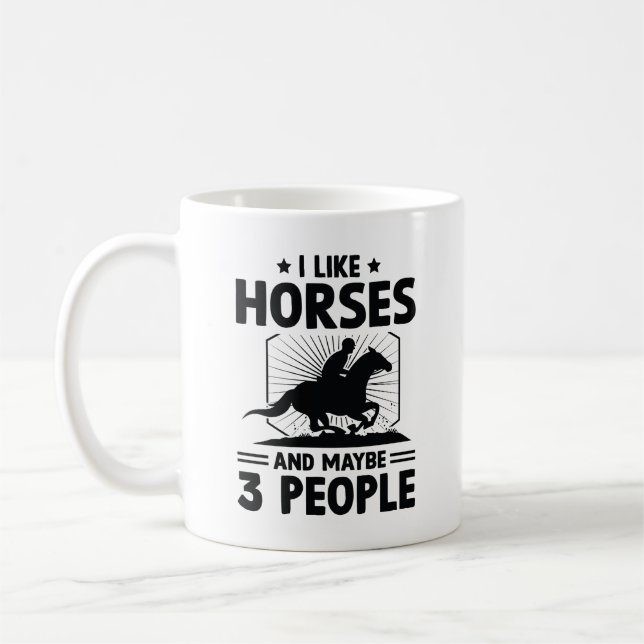 Caneca De Café Gosto De Cavalos E Talvez De 3 Pessoas (Esquerda)