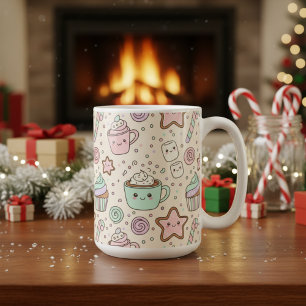 Caneca De Café Gostosuras Natalinas Kawaii Pastel