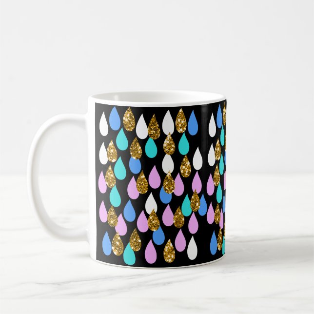 Caneca De Café Gotas de chuva e Dourado brilho (Esquerda)