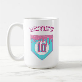 Caneca De Café Gotejamento de Beisebol Rosa
