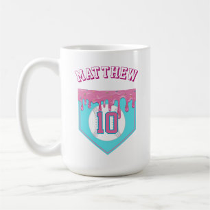 Caneca De Café Gotejamento de Beisebol Rosa