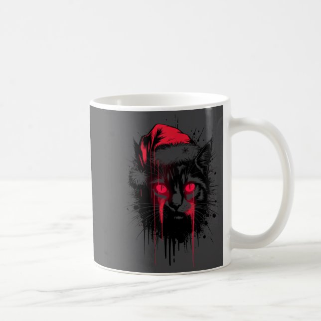 Caneca De Café Gothic Christmas Nge Horror Cat Santa Hat Witchy X (Direita)