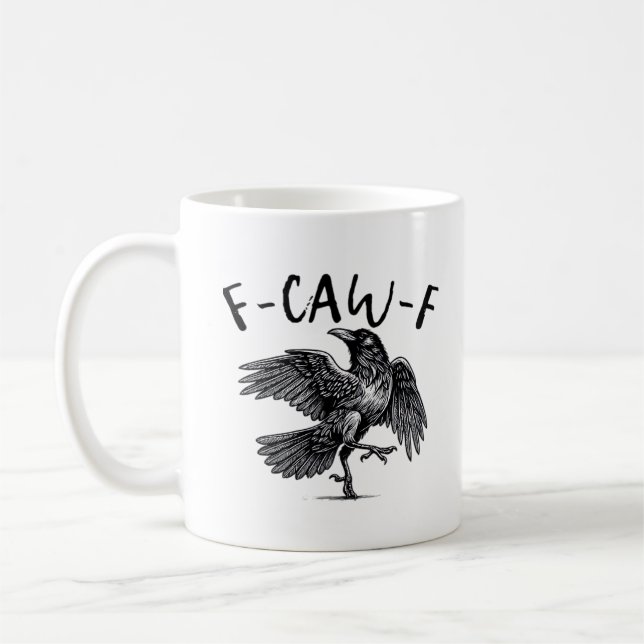 Caneca De Café Gothic Funny F Caw F Crow Aesthetic Casual Look (Esquerda)