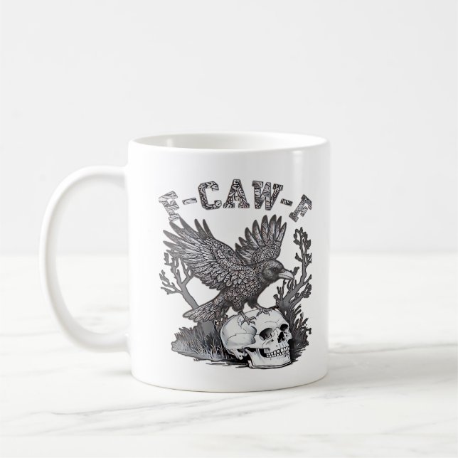 Caneca De Café Gothic Funny F-Caw-F Humor Crow Essential Retro St (Esquerda)