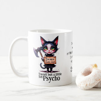 Caneca De Café Gothic Psycho Cute Cat With Axe 