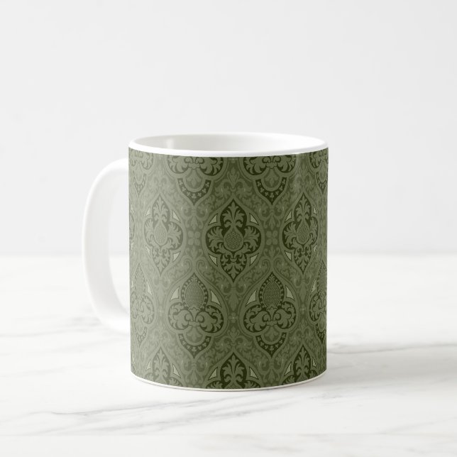 Caneca De Café Gothic Revival Ogee, Olive Green Coffee Mug (Frente Esquerda)
