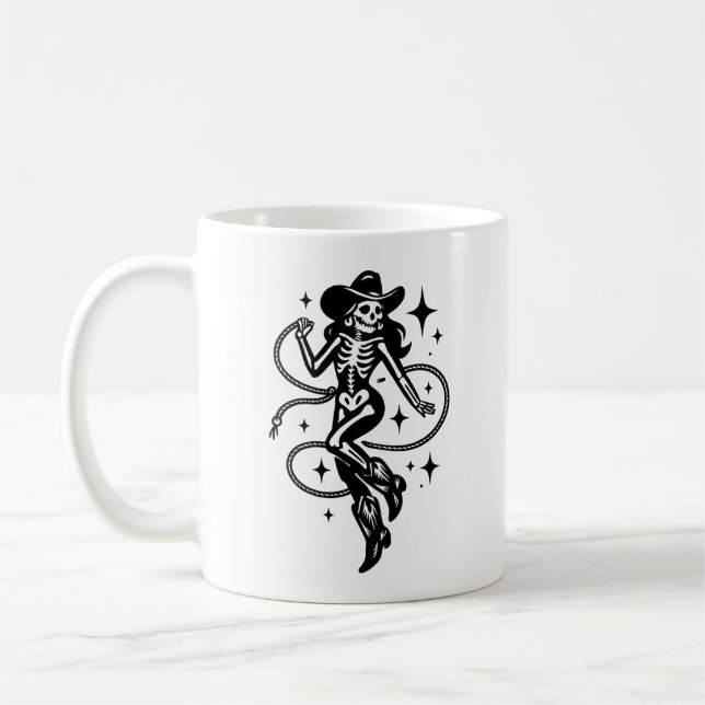 Caneca De Café Gothic Western Cowgirl Skeleton Mug (Esquerda)