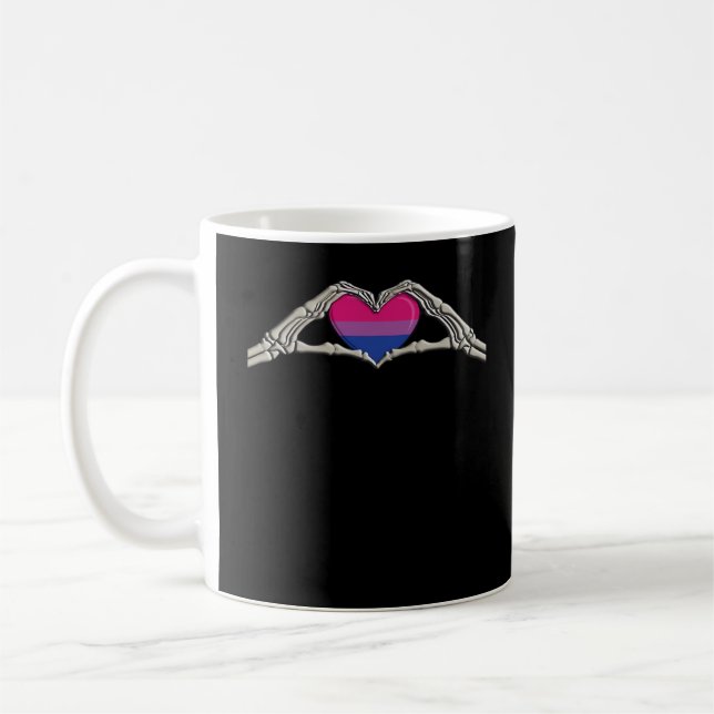 Caneca De Café Gótico Bissexual com Mãos Ósseas (Esquerda)