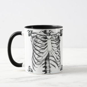 Caneca de café gótico de esqueleto de Ribcage