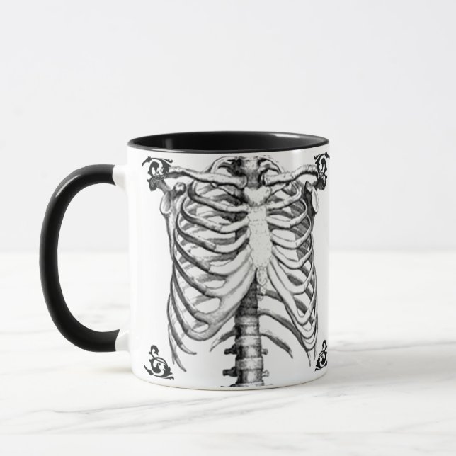 Caneca de café gótico de esqueleto de Ribcage (Esquerda)