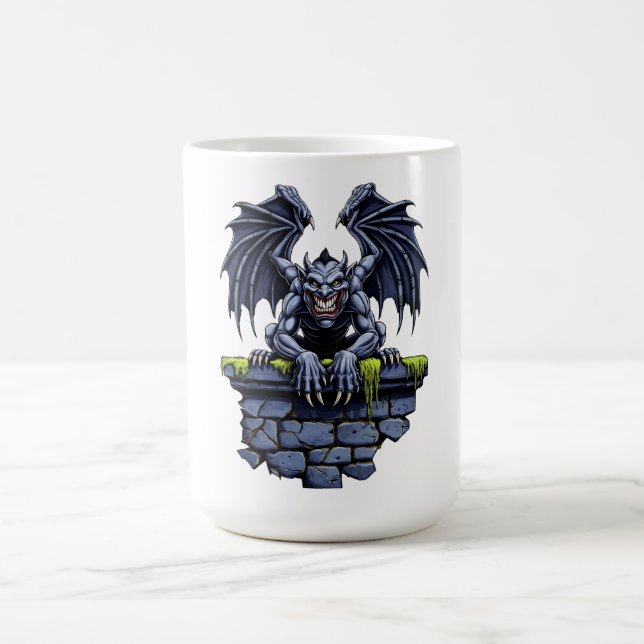 Caneca De Café Gótico Gargoyle: Um Guardião da Noite (Centro)