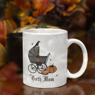 Caneca De Café Gótico Mãe Halloween Carruagem Raven