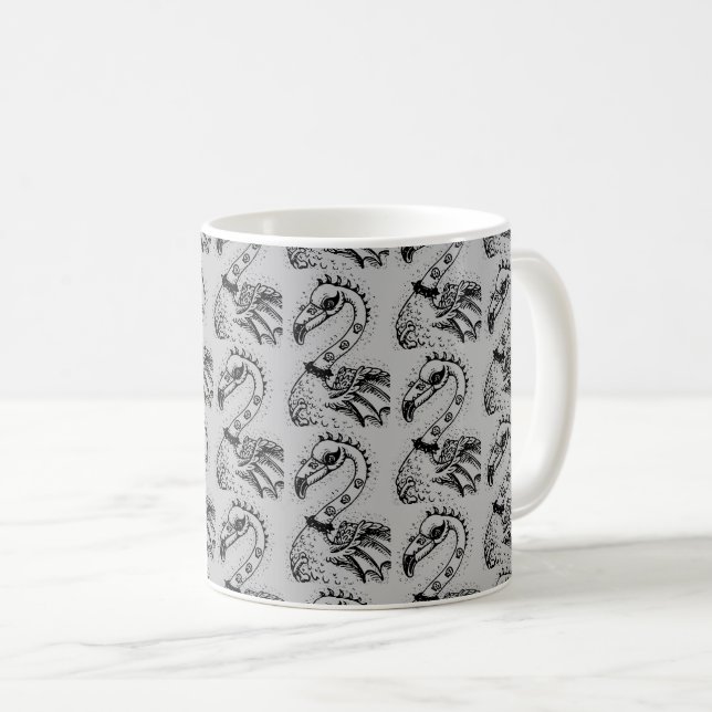 CANECA DE CAFÉ GÓTICO PUNK ROCKER FLAMINGO, HÁBULAS, CABELO ESPIR (Frente Esquerda)