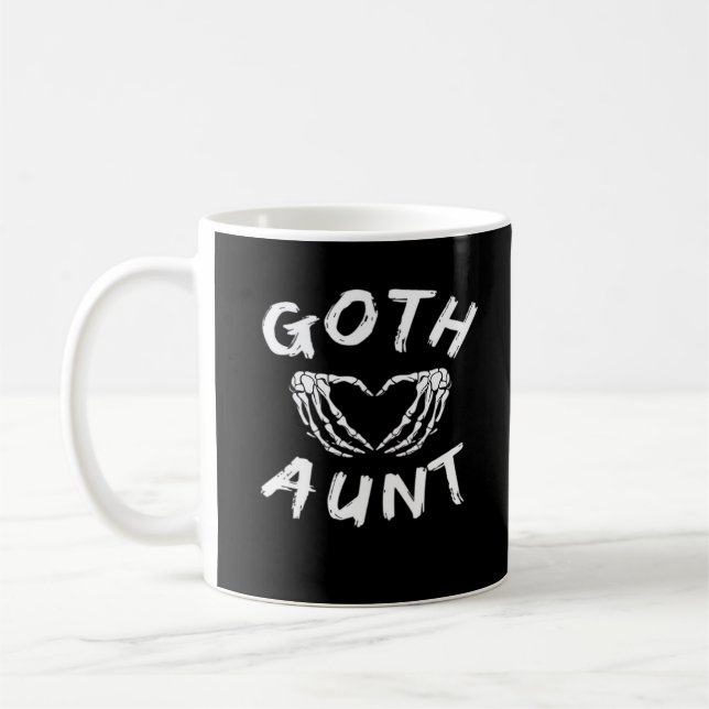 Caneca De Café Gótico Tia Engraçada Emo Tia Punk Cujo Esqueleto (Esquerda)
