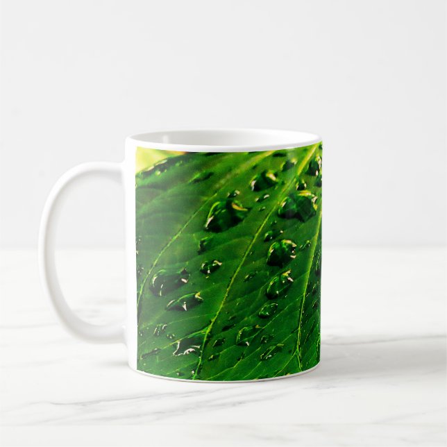 Caneca De Café Gotículas de chuva numa folha (Esquerda)