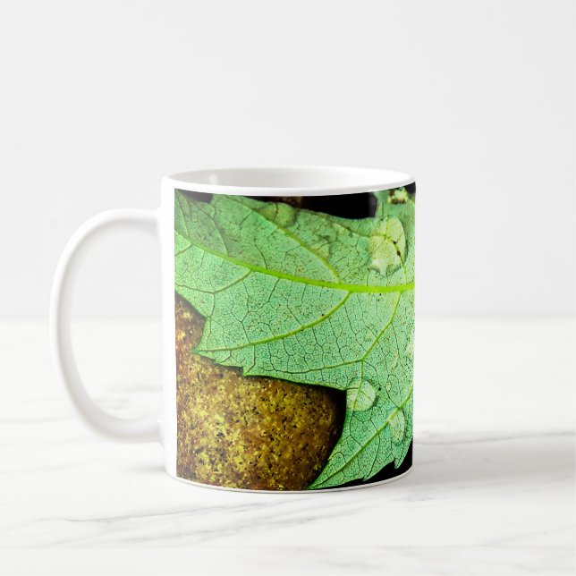 Caneca De Café Gotículas de chuva numa folha (Esquerda)