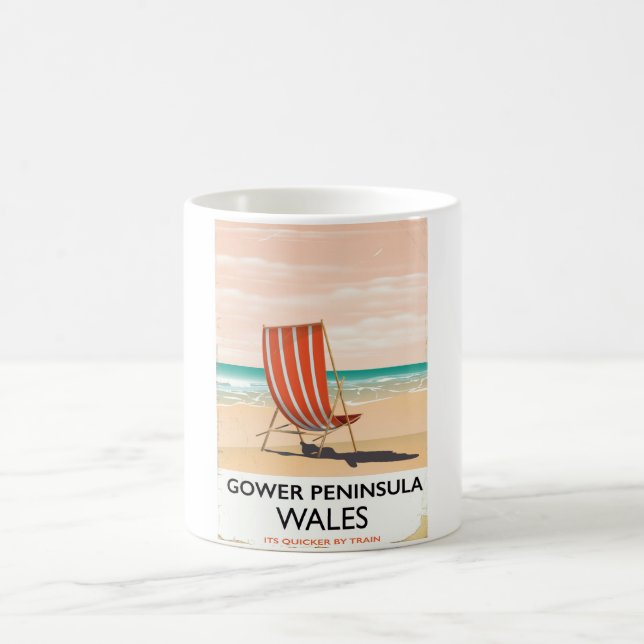 Caneca De Café Gower Peninsula Wales viagens vintage (Centro)