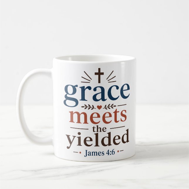 Caneca De Café Graça Encontra o Encorajamento Cristão Submisso (Esquerda)