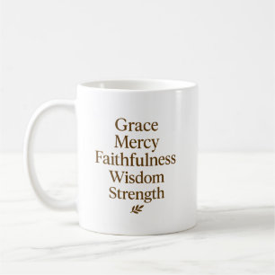 Caneca De Café Graça, Misericórdia, Fidelidade, Sabedoria, Força