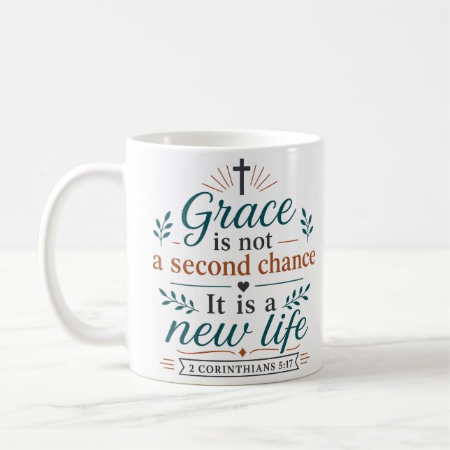 Caneca De Café Graça Não É Uma Segunda Chance, É Uma Nova Vida (Esquerda)